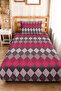 Fuchsia Geometric Retro Youth Room Single Pique Set-Burgundy Plaid 160X220Cm Quilted Bedspread - 5