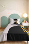 Black Geometric Modern Young Room Single Pique Set-Gold Gray 160X220 cm Quilted Bedspread - 2