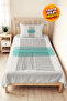 Geometric Striped Mint Young Room Single Pique Set - Black 160X220 cm Quilted Bedspread