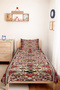 Ethnic Kilim Red Single Pique Set - Bohemian Geometric Beige Navy Blue 160X220 cm Bedspread - 5
