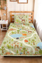 Forest Animals Children's Pique Set - Pastel Nature Patterned 160X220 cm Quilted Bedspread - 8