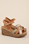 Genuine Leather Wedge Heeled Casual Sandals (Order 1 Size Larger) - 2