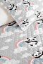 Gray Panda Rainbow Children's Room Single Pique Set - Pastel Cloudy 160X220 cm Bedspread - 3