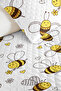 Cute Bees Children's Room Single Pique Set - Minimal Yellow 160X220 cm Quilted Bedspread - 3