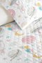 Pastel Rabbit Cloud Girl's Pique Set - Pink Mint Bedspread with Balloons and Stars - 160X220 cm - 3