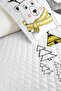 Teddy Bear and Road Pattern Children's Room Pique Set - Nordic Yellow Black 160X220 cm Bedspread - 3