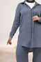 67051 Large Size Muslin Suit with Cuffed Sleeves and Trousers - Anthracite - 2