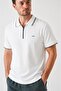 Men's Ecru Footed Collar Reflective Zippered Oysho T-Shirt - 2
