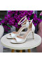 White Heeled Sandals Stylish Ankle-Strap Evening Dress Shoes - 2