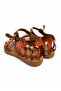 Women's Orange Beaded Leather Powder Casual Sandals - 2