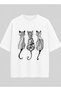 Crowd and Red Lines Relaxed Fit White Unisex T-Shirt |   Modern Abstract Art Design