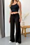 Women's Adjustable Waist Wide Leg Sweatpants Black - Ms0001271 - 2