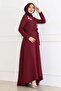 Embroidery detailed dress burgundy 6119 - 4