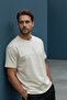 Men's Beige Oversize Crew Neck T-Shirt in Regular and Oversized Sizes - 172
