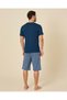 Men Blue T-Shirt With Shorts Pyjama Set - 5