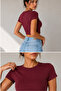Women's Crew Neck Short Sleeve 100% Cotton Crop Blouse - 3