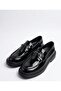 Men's Patent Leather Shoes Black Metal Buckle Modern Loafer - 4