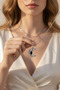 Stylish Steel Moon Figured Shiny Women's Necklace with Black Stone Detail - 3