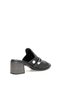 D26Yt-6005 Women's Genuine Leather Heeled Slippers Black - 4