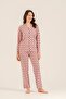 Women's Flowers Patterned Pink Shirt Pajama Set Ar3761-S-V1 - 2