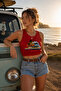 Women's Cotton Landscape Printed Short Sleeve Elastic Crop T-Shirt - 4