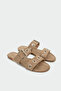 Randy Women's Beige Suede Flat Slippers with Capsule Detail - 2