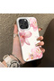 iPhone 16 Pro Max Compatible Silicone Edge Hard Back Case Couple Phone Case with Floral Pattern - 3