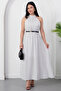 Halter Neck Leather Belted Polka Dot Dress K-261729 - 3
