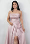 Strapless Neckline Rhinestone Straps Ruffle Satin Dress Drp582 - 2