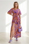 Women's Lilac Beige Buttoned Belted Maxi Viscose Shirt Dress Elb-19002382 - 4