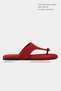 Almira Red Suede Leather Flat Sole Women's Flip Flops - 2