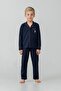 Boy's Pajama Set Embroidered Navy Blue Long Sleeve Pajama Set Us2643-C-V1 - 2