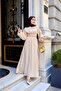 Women's Front Bronchus Detailed Tulle Dress with Inner Lining Cream - 2