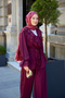 Women's Ruffle Detail Waist Tie Chiffon Suit Plum - 2