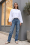Oversize Crew Neck Basic Combed Cotton Sweatshirt - White