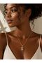 Women's Steel Gold Stone Cute Teddy Bear Necklace - 2