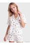Two Mt Shop Quality Lcw Dream Ecru Printed Short Sleeve Women's Shorts Pajama Set - 2