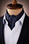 Blue Burgundy Shawl Pattern Italian Silk Ascot Tie Sac100