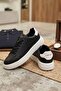 Men's Daily Genuine Leather Sports Shoes Black Sneaker Comfortable Thick Sole - 6