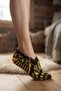Handmade Traditional Kilim Patterned Knitted Booties Vintage Dowry Box Yellow Black Home Booties Size 37-38