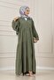 Muslin Fabric Robe Ivana Dress-Khaki - 2