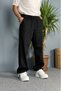Lace-Up Baggy Fit Black Jeans - Denim Trousers