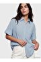 Lcw Vision Blue Striped Oversize Women's Shirt