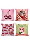 Cats and Cherries Patterned 4-Piece Throw Pillow Cover Set - 3