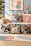 Sleepy Cats Patterned 4-Piece Throw Pillow Cover Set - 2