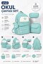 4-Piece Satin Fabric Waterproof Primary School Bag Set with Lunch Bag, Pen Holder and Accessory Bag - 4