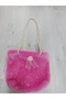 Plush Bag with Rope Strap 25 cm X 25 cm Pink Minimalist Phone Bag and Shoulder Bag / Hangable Wallet Phone Wallet - 4