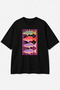 Colorful fish print oversized t-shirt, relaxed fit unisex casual summer tee for men and women. - 3