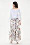 White Italian Floral Patterned Varev Cut Knitwear and Lined Strap Dress 2-Piece Suit Size 38 - 42 - 3