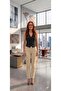 Mom Jeans, High Waist Flexible Lycra Soft Fabric Mom Denim Pants-Beige - 2